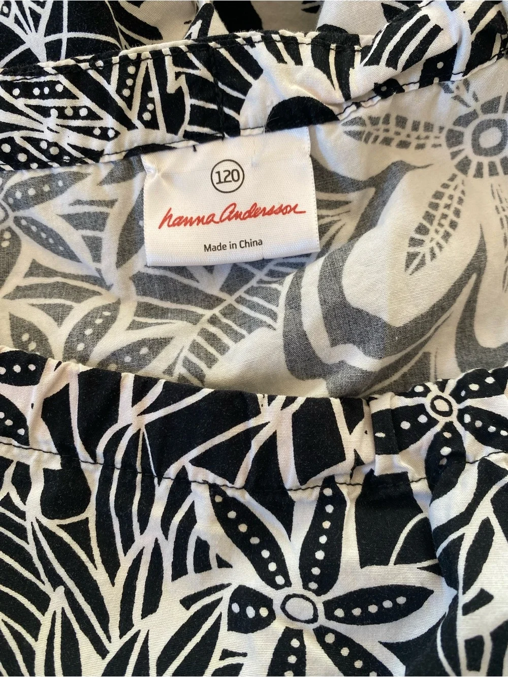 Hanna Andersson girls Black and White  Floral Print Cotton Dress - size 6